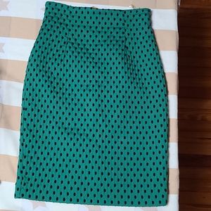H&M Emerald Green Polka Dot Pencil Skirt